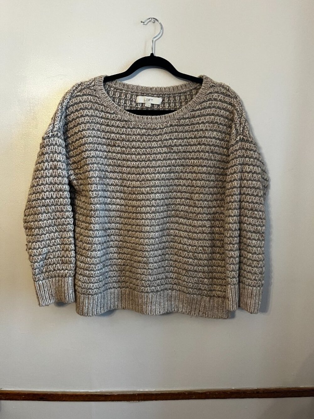 Cream and Shimmery Striped Sweater | Ann Taylor Loft